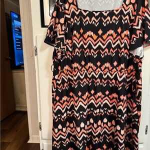 Size 28 BloomChic Black and Orange Patterned Dress